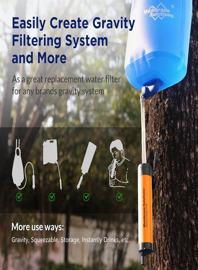 Membrane Solutions Personal Water Filter, Survival Filtration Straw Portable Gear, Emergency Preparedness, Supply for Drinking Hiking Camping Travel Hunting Fishing Team Family Outing (Orange, 1 Pack) - Image 4